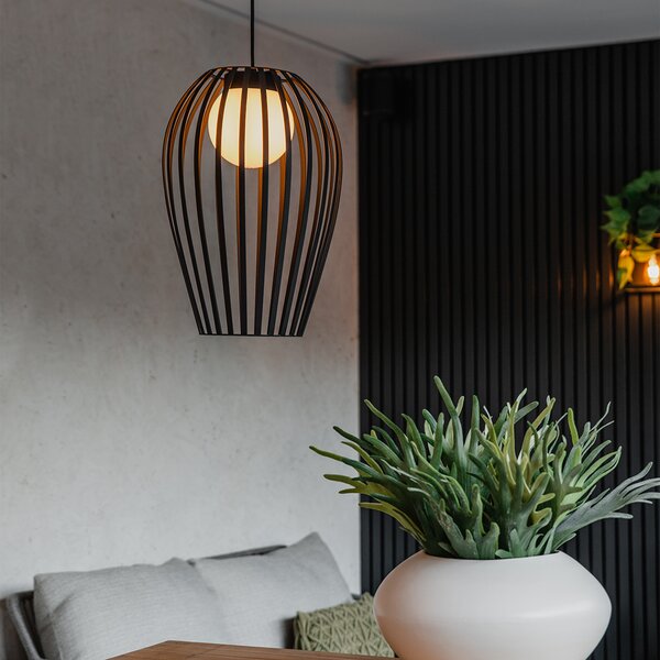 Lampada a sospensione di design nera con opale - Angela
