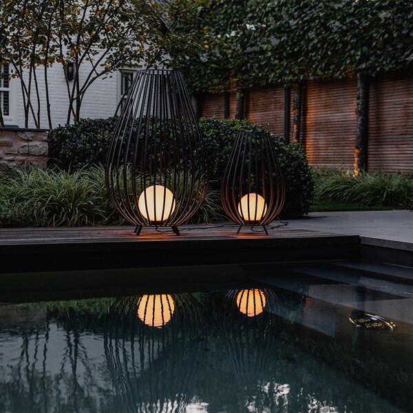 Set di lampade da terra nere con opalino 110 cm e 70 cm - Angela