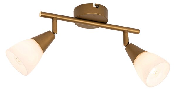 Faretto da soffitto classico oro con vetro satinato 2 luci - Madi