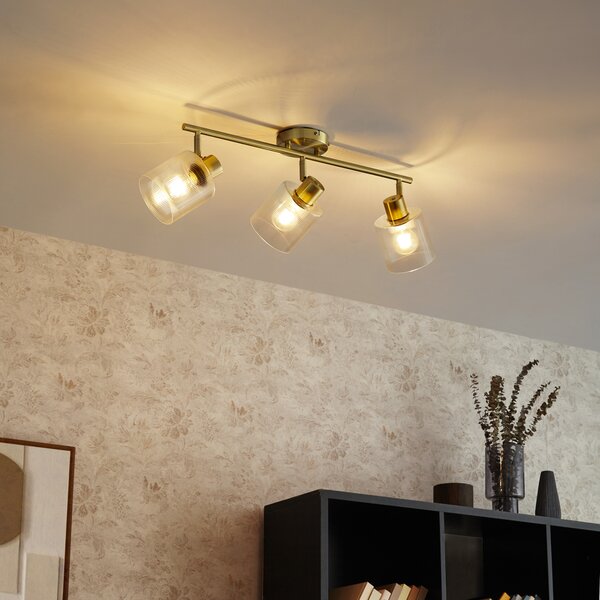 Faretto da soffitto dorato con vetro 3 luci orientabile - Laura