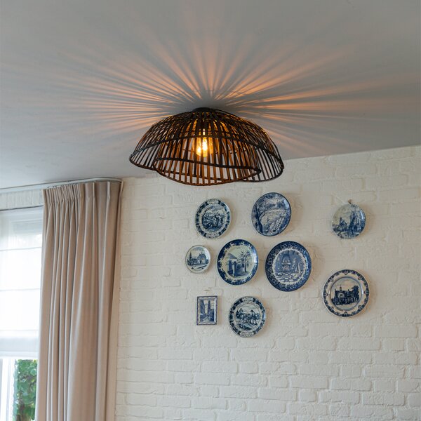 Lampadario orientale in bambù nero 62 cm - Pua