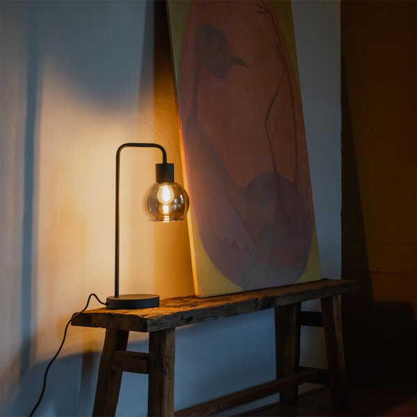 Lampada da tavolo Art Déco nera con vetro fumé - VIDRO