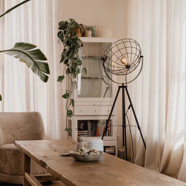 Lampada da terra a treppiede industriale nera 50 cm regolabile - Hanze