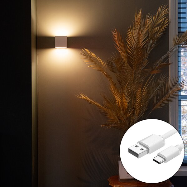 Applique a parete bianca con LED e dimmer touch ricaricabile - Joris