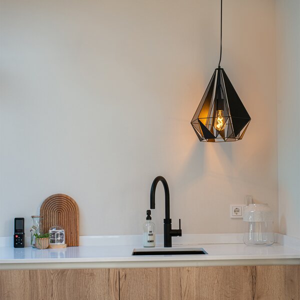 Lampada a sospensione industriale nera con rete - Carcass