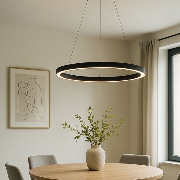 Lampada a sospensione nera 60 cm con LED dimmerabile a 3 livelli - Girello