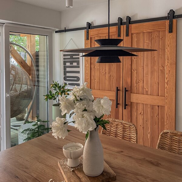 Lampada a sospensione di design nera con LED a dimmer a 3 livelli - Pauline