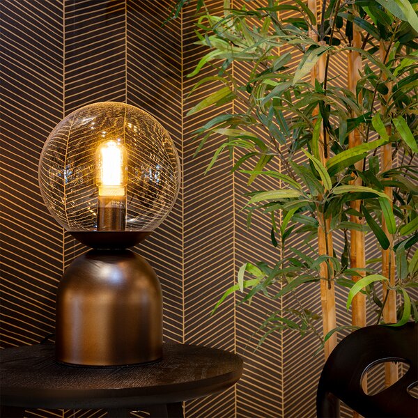 Lampada da tavolo Pallon Trend in bronzo scuro con vetro trasparente