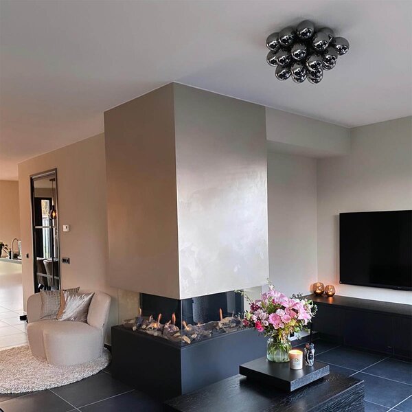 Lampada da soffitto intelligente nera con vetro fumé incl. 6 WiFi G9 - Uvas
