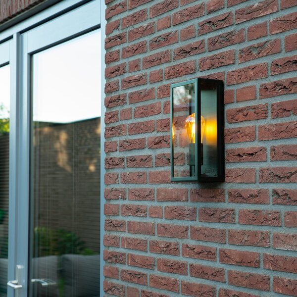 Lampada da parete per esterni industriale verde scuro con vetro IP44 - Rotterdam