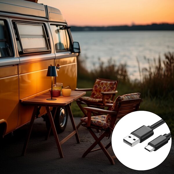 Lampada da tavolo nera con LED dimmerabile e ricaricabile IP54 - Murdock