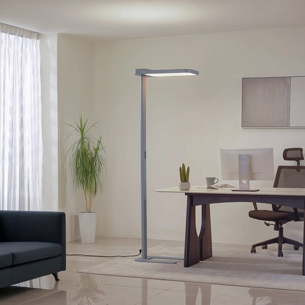Lampada da terra a luce diurna grigia quadrata con LED e dimmer - Guzo