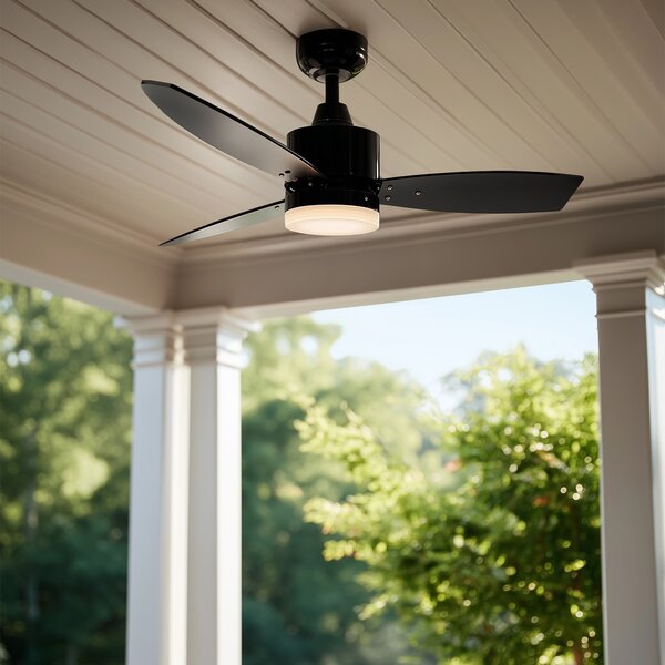 Ventilatore da soffitto per esterni nero 91,3 cm con LED dimmerabile con telecomando IP44 - Toledo