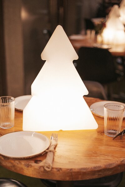 Lampada da terra natalizia bianca 40 cm con LED solare e ricaricabile RGBW - Pinus
