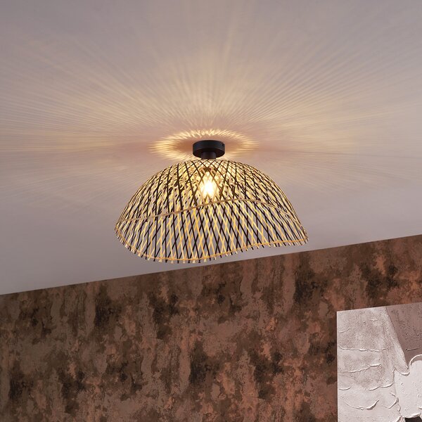 Lampada da soffitto Art Déco in bambù nero 60 cm - Alka