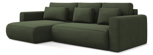 Divano angolare color kaki allungabile/con contenitore (con penisola a sinistra/con chaise lounge) Kapua – Makamii
