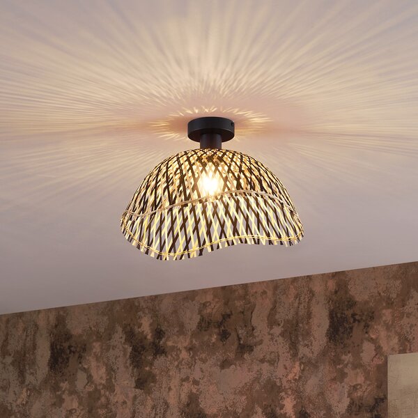 Plafoniera Art Déco in bambù nero 40 cm - Alka