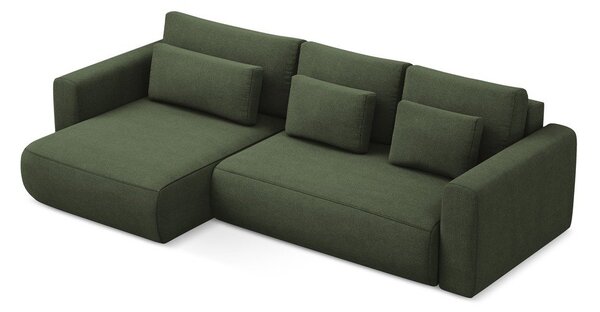 Divano angolare color kaki allungabile/con contenitore (con penisola a sinistra/con chaise lounge) Kapua – Makamii