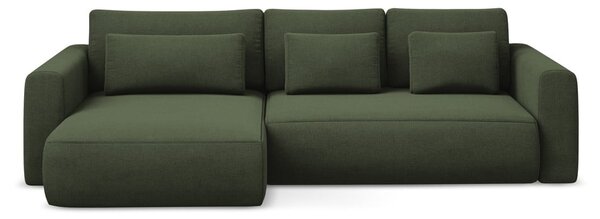 Divano angolare color kaki allungabile/con contenitore (con penisola a sinistra/con chaise lounge) Kapua – Makamii