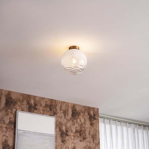 Lampada da soffitto di design in ottone con vetro bianco sfumato - Pillon