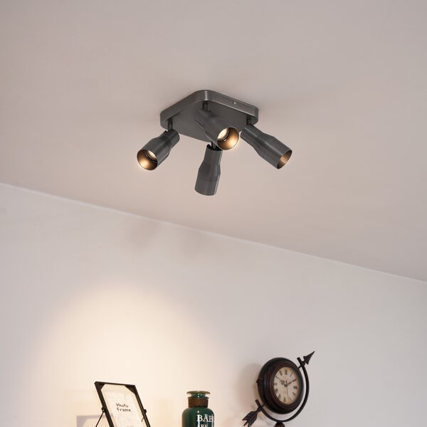 Faretto da soffitto quadrato GU10 50 mm 4 luci colore canna di fucile - Stanley