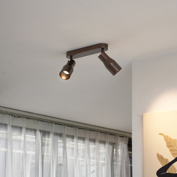 Faretto da soffitto rotondo bronzo scuro GU10 50mm 2 luci - Stanley