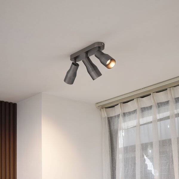 Faretto da soffitto rotondo colore canna di fucile GU10 50 mm 3 luci - Stanley
