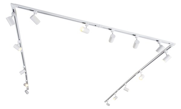 Sistema di illuminazione a binario monofase moderno con 15 faretti bianco - Iconic Jeana