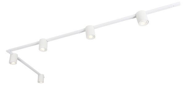 Sistema a binario moderno bianco con 5 faretti monofase - Rondoo Up