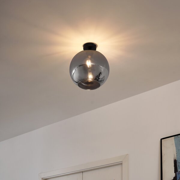 Plafoniera Art Déco nera con vetro fumé - Sandra