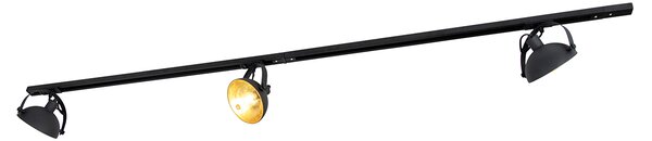 Sistema a binario monofase con 3 faretti neri orientabili - Magnax
