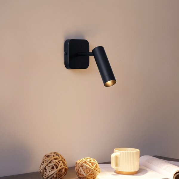 Faretto da soffitto moderno nero rotondo GU10 35mm orientabile e inclinabile - Kate