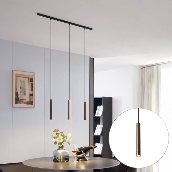 Sistema di illuminazione a binario moderno con 3 luci a sospensione bronzo monofase - Slimline Keno