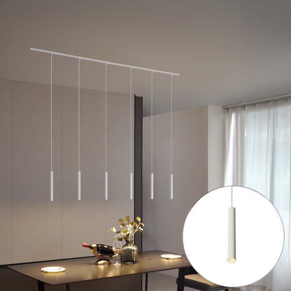 Sistema di illuminazione su binario moderno con 6 luci a sospensione bianche monofase - Slimline Keno