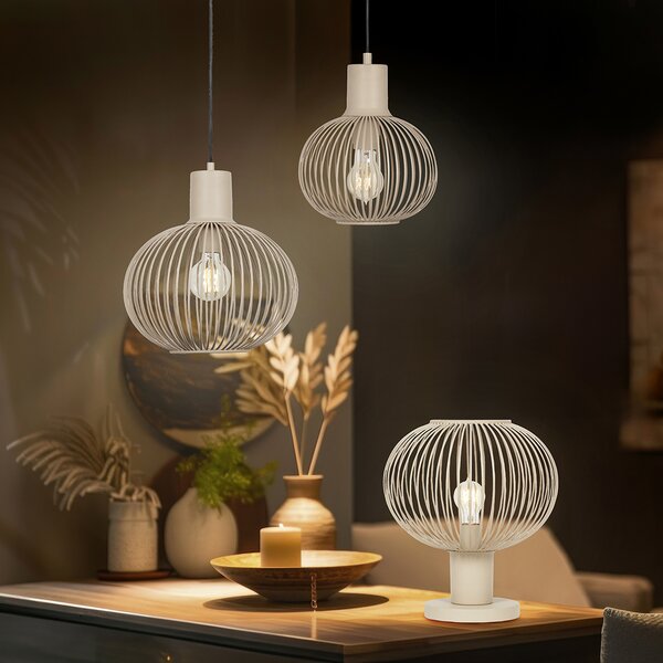 Lampada da tavolo moderna in filo metallico beige 33 cm - Gila