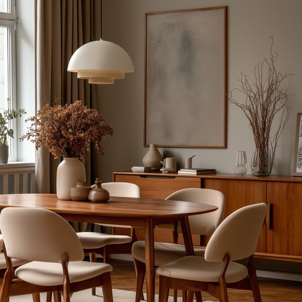 Lampada a sospensione scandinava color crema con interno bianco - Loes