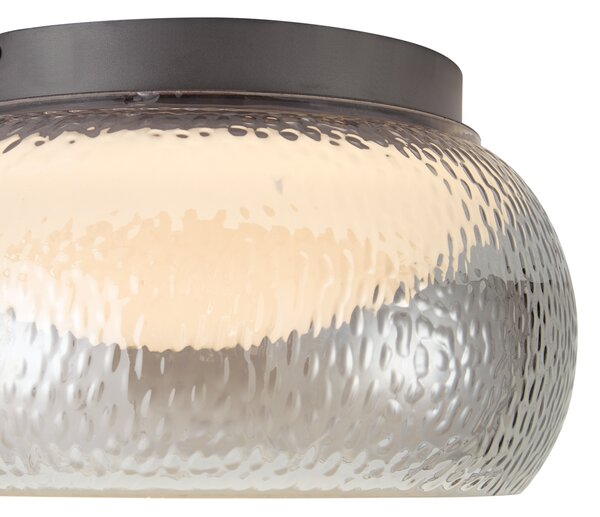 Plafoniera Art Déco color canna di fucile con vetro fumé e LED dimmerabile a 3 fasi - THIMBLE