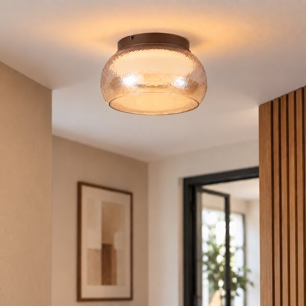 Plafoniera Art Déco marrone con vetro ambrato con LED integrato dimmerabile a 3 fasi - THIMBLE