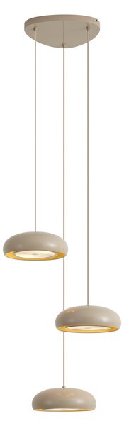 Lampada a sospensione retrò tortora con paralume in metallo a 6 luci - Macaron