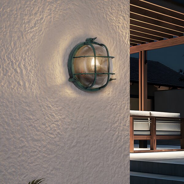 Lampada da parete per esterni verde rotonda IP44 - Noutica