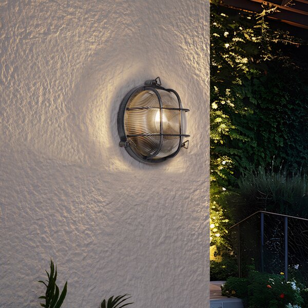 Lampada da Parete per Esterni Argento Rotonda IP44 - Noutica
