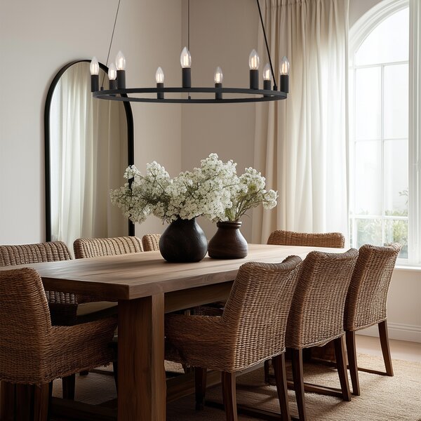 Lampada a sospensione industriale nera a 9 luci - Knight