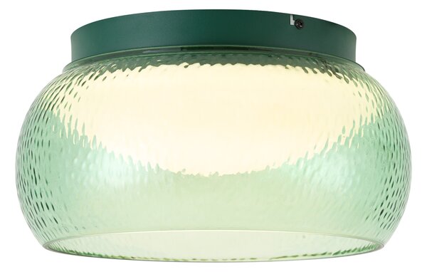 Plafoniera Art Déco verde con vetro e LED integrato dimmerabile a 3 fasi - Thimble