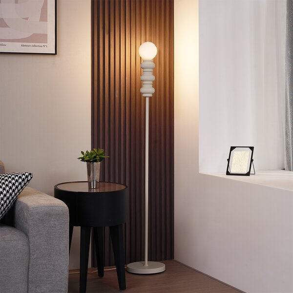 Lampada da terra retrò beige con vetro opaco - Fedde