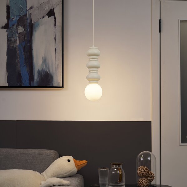 Lampada a sospensione retrò beige con vetro opaco - Fedde