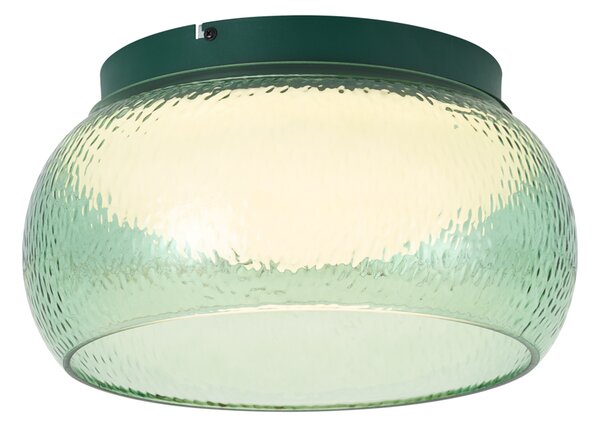 Plafoniera Art Déco verde con vetro e LED integrato dimmerabile a 3 fasi - Thimble
