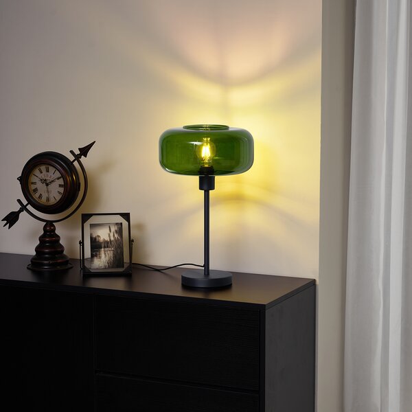 Lampada da Tavolo Retrò Nera con Vetro Verde - Bizle