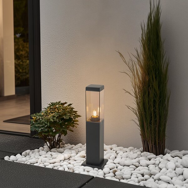 Lampada da esterno moderna grigio scuro con vetro fumé 45 cm - Malios