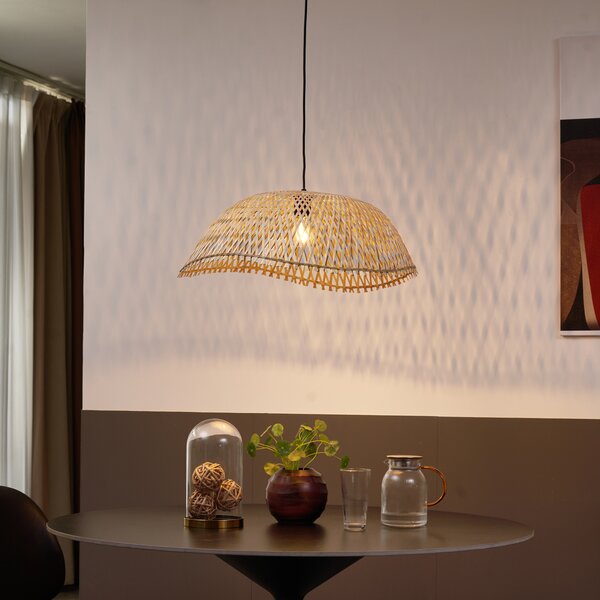 Lampada a sospensione bohémien nera con bambù - Lily
