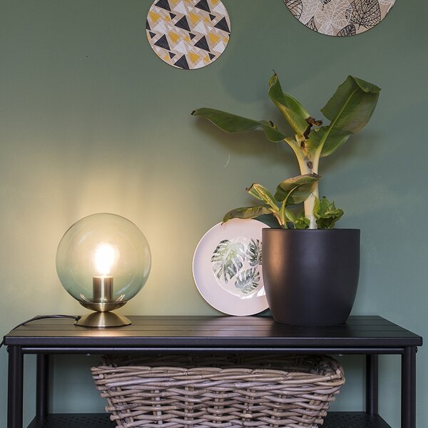 Lampada da tavolo Art Déco in ottone con vetro blu - Pallon